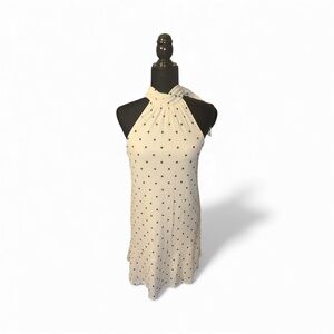 🔥 $99 CeCe Women's Halter Neck Mini Dress W/ Black & White Polka Dots Sz S 🔥